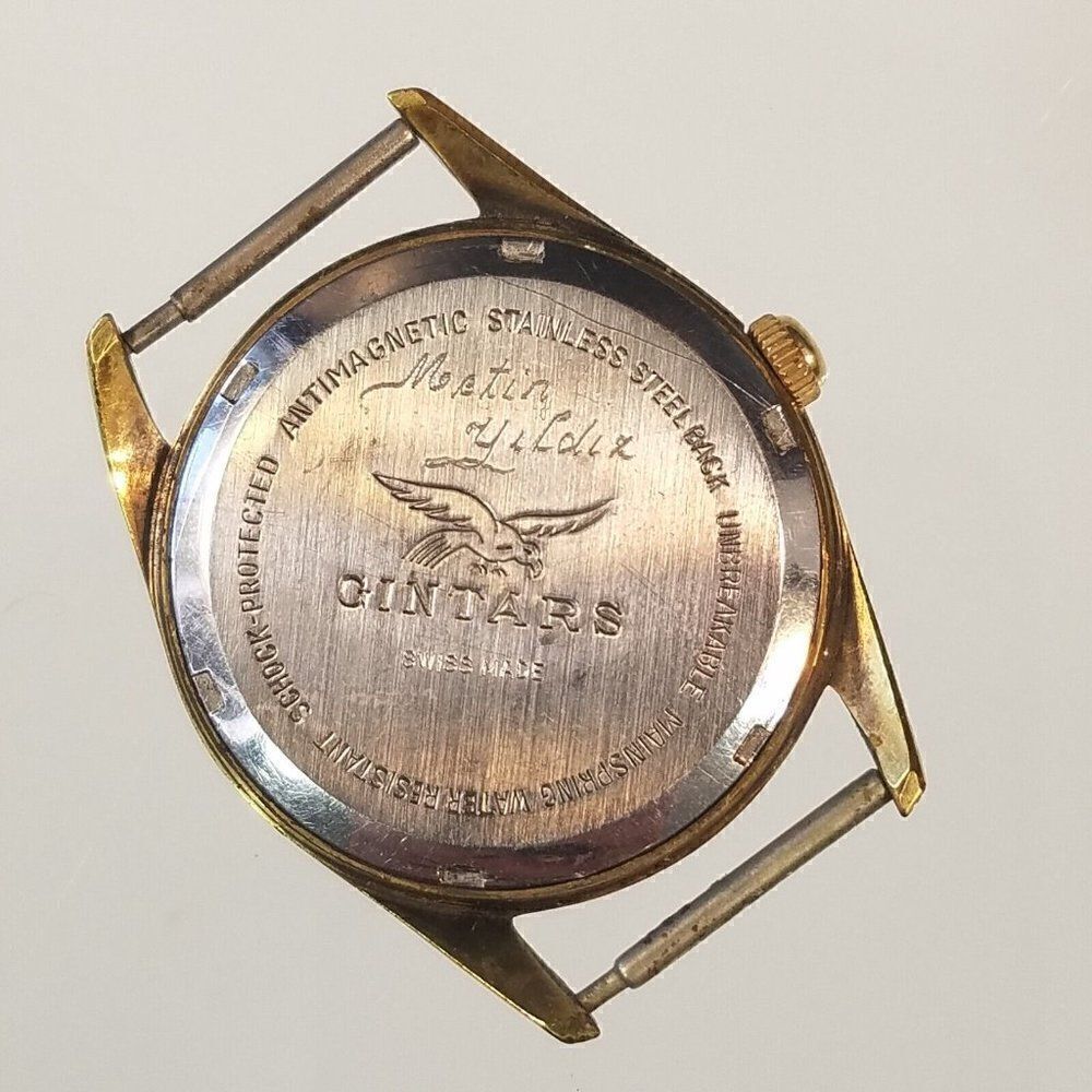 Vintage Gintars 21 Jewels Gold Filled Swiss Watch Metin Yildiz For Parts Repair - Picture 6 of 12